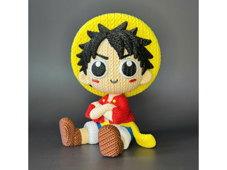 Figura del capitán elástico con sombrero de paja estilo crochet - Decoración anime artesanal 3D | Whale 3D Studio