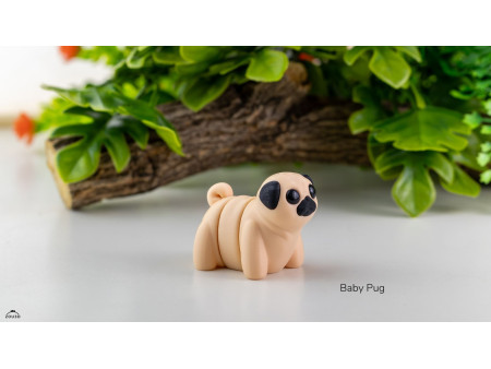 Bebé Perrito Pug Kawaii - Llavero o Figura Decorativa | Zou3D