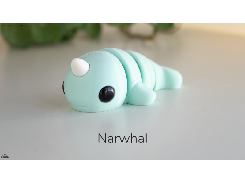 Bebé Narval Kawaii - Llavero o Figura Decorativa | Zou3D