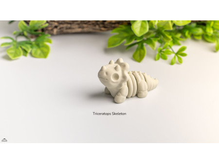 Bebé Triceratops Esqueleto Kawaii - Llavero o Figura Decorativa | Zou3D