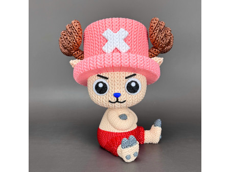 Doctor reno con sombrero rosa estilo crochet - Decoración anime artesanal 3D | Whale 3D Studio