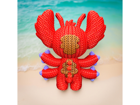 Figura de experimento rojo rebelde estilo crochet - Decoración artesanal 3D | Whale 3D Studio