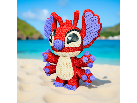 Figura de experimento rojo rebelde estilo crochet - Decoración artesanal 3D | Whale 3D Studio