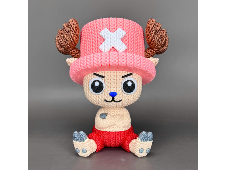 Doctor reno con sombrero rosa estilo crochet - Decoración anime artesanal 3D | Whale 3D Studio