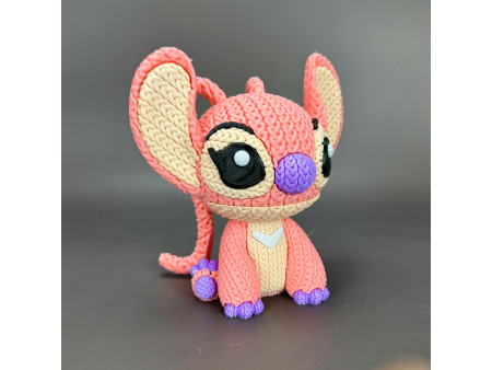 Figura del adorable experimento 624 rosa estilo crochet - Decoración artesanal 3D | Whale 3D Studio