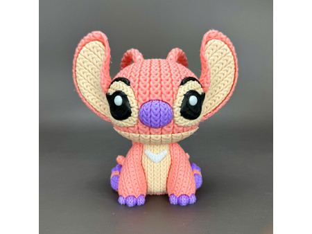 Figura del adorable experimento 624 rosa estilo crochet - Decoración artesanal 3D | Whale 3D Studio