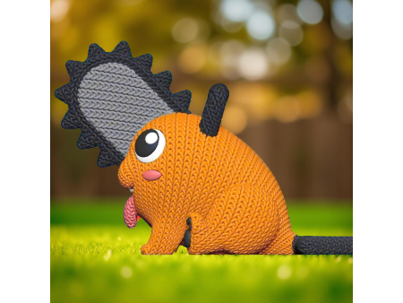 Figura del demonio motosierra naranja - Decoración artesanal anime 3D | Whale 3D Studio