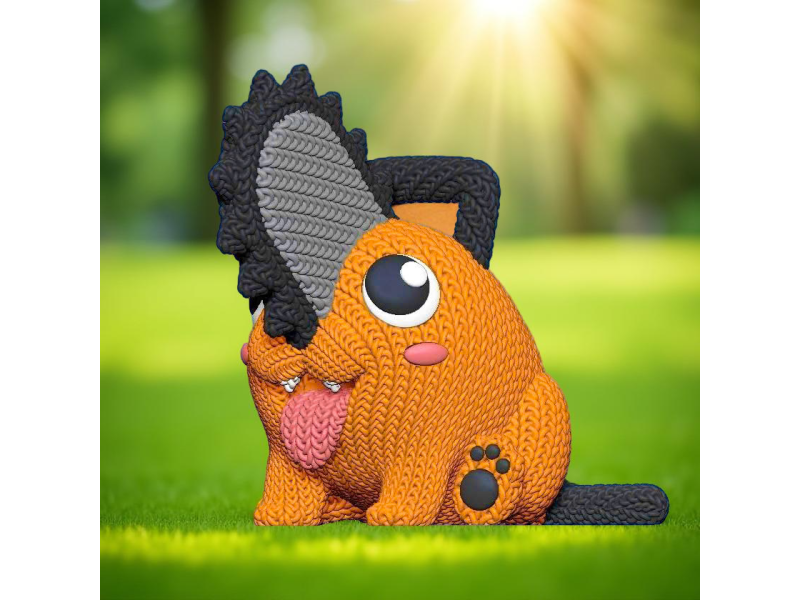 Figura del demonio motosierra naranja - Decoración artesanal anime 3D | Whale 3D Studio