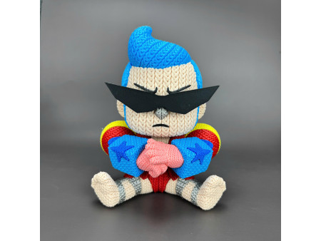 Figura del carpintero cyborg speedo estilo crochet - Decoración anime artesanal 3D | Whale 3D Studio