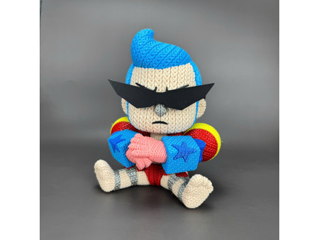 Figura del carpintero cyborg speedo estilo crochet - Decoración anime artesanal 3D | Whale 3D Studio