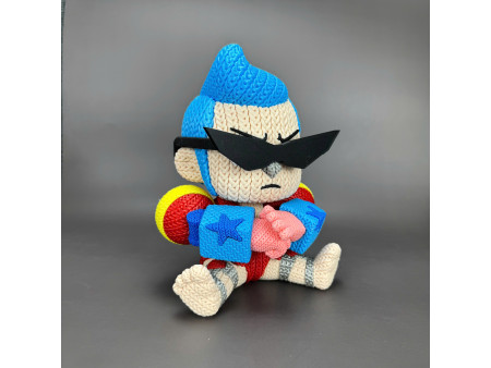 Figura del carpintero cyborg speedo estilo crochet - Decoración anime artesanal 3D | Whale 3D Studio