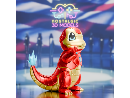 Figura de súper héroe lagarto ígneo de hierro - Coleccionismo de artesanía 3D | Nostalgic 3D Models
