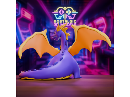 Figura de dragón violeta alado - Coleccionismo de artesanía 3D | Nostalgic 3D Models