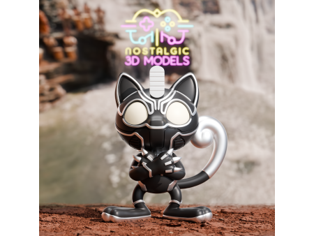 Figura de súper héroe felino tecnológico - Coleccionismo de artesanía 3D | Nostalgic 3D Models