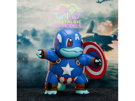 Figura de súper héroe capitán tortuga - Coleccionismo de artesanía 3D | Nostalgic 3D Models