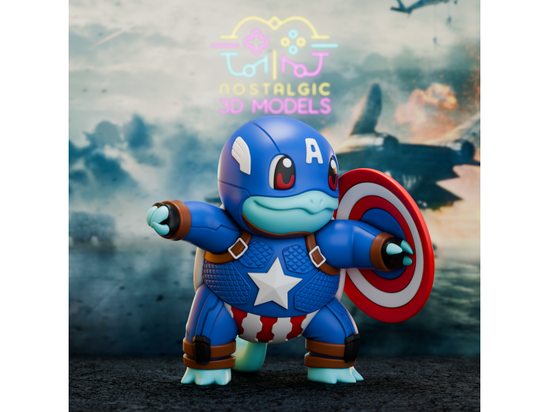 Figura de súper héroe capitán tortuga - Coleccionismo de artesanía 3D | Nostalgic 3D Models