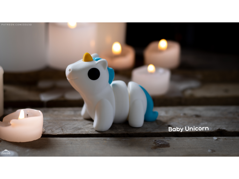 Bebé Unicornio Kawaii - Llavero o Figura Decorativa | Zou3D